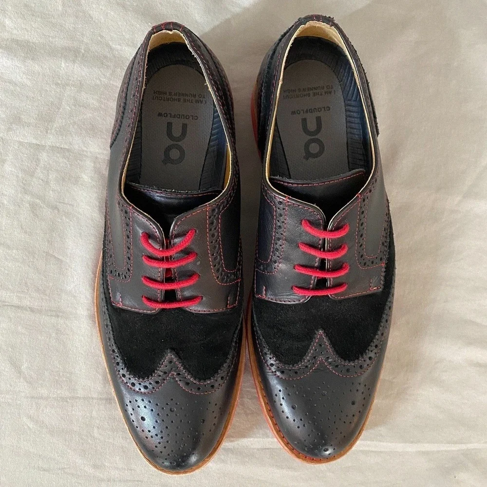 Bold! By Soxy Men's 9 Handmade Leather Suede Wingtip‎ Red Black Dress Shoes